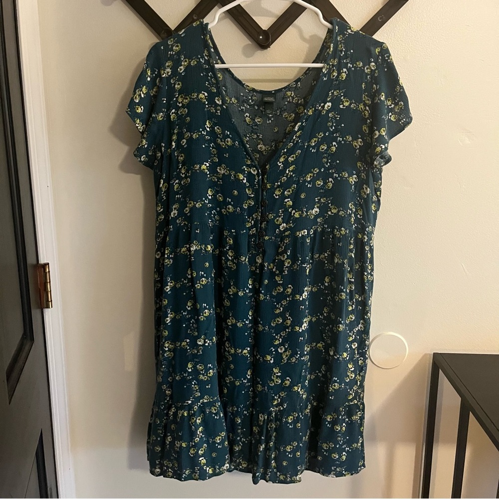 Wild Fable Floral Mini Dress in Teal and Yellow